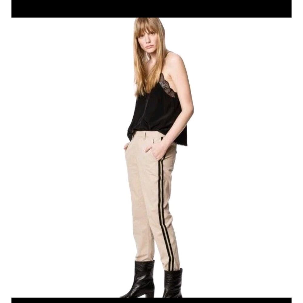 Zadig &‎ Voltaire Pomelo Cotton Straight Leg Side Stripe Trousers Size: 36